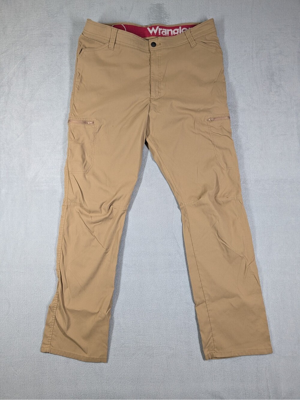 Wrangler Mens 38x32 Tan Cargo Pants Stretch Nylon Outdoor Hiking Utility